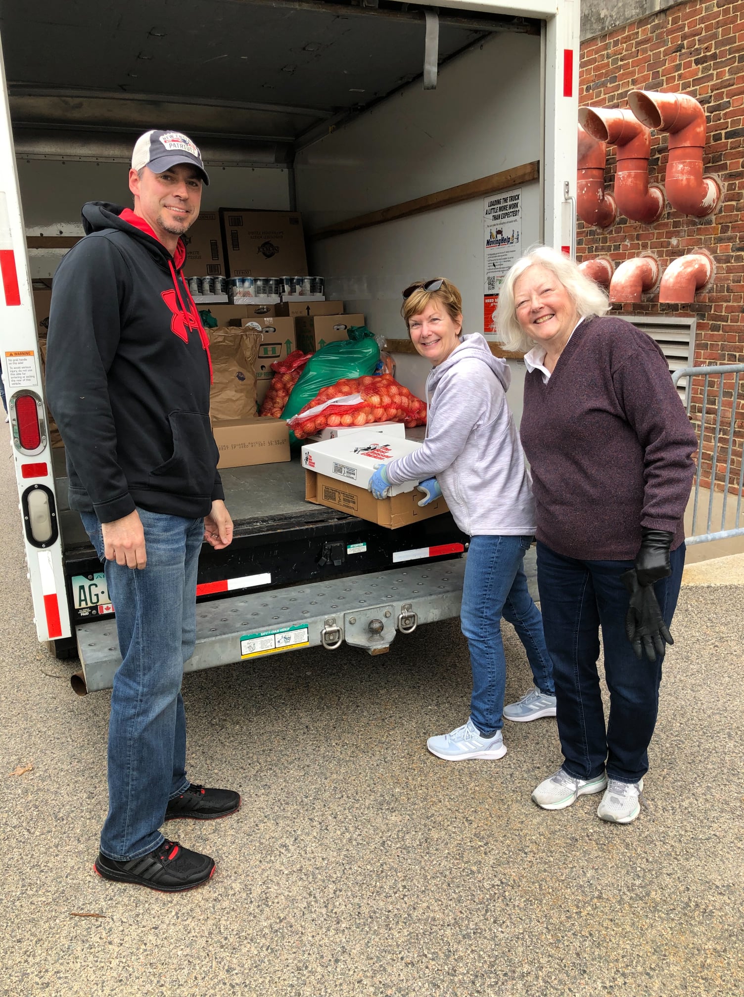 Volunteer's unloading vehicle