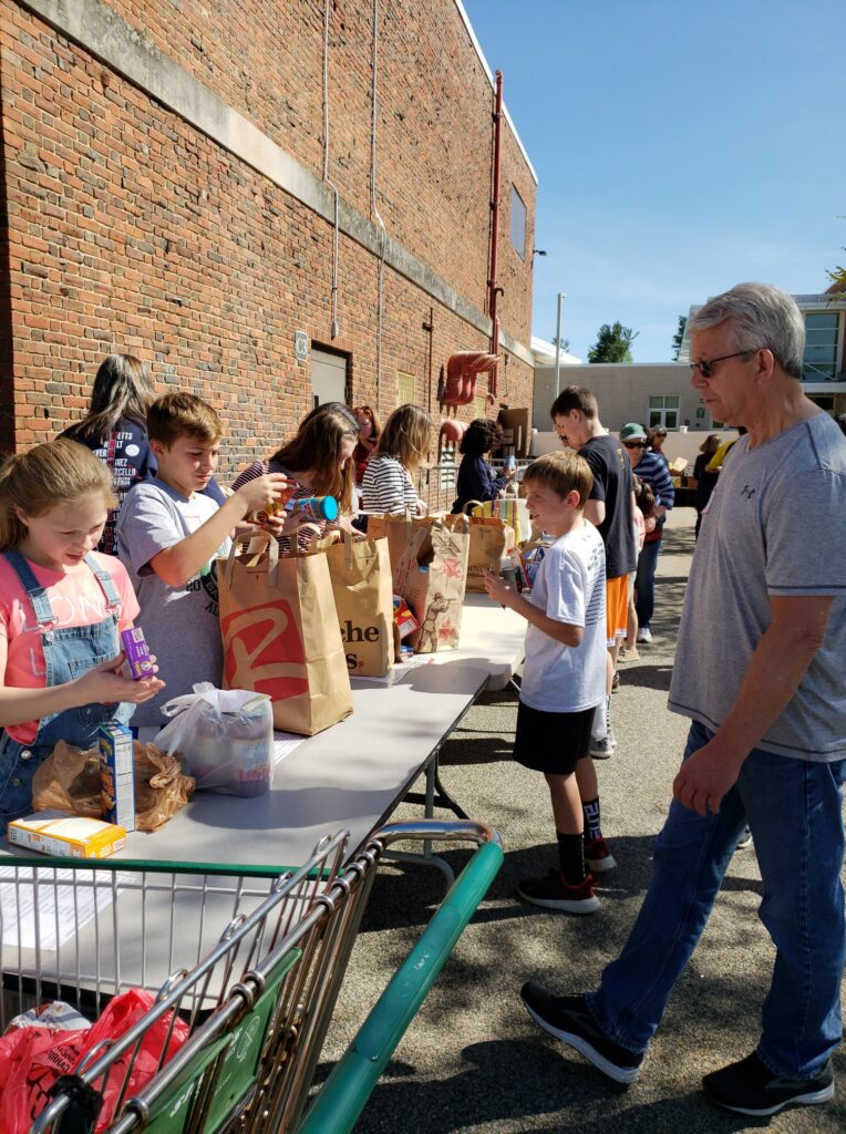 Volunteers gathering donations